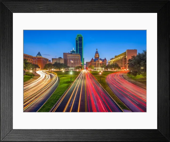 Framed Print : Dallas, Texas, USA skyline over Dealey Plaza at twilight Framed Print : Dallas, Texas, USA skyline over Dealey Plaza at twilight