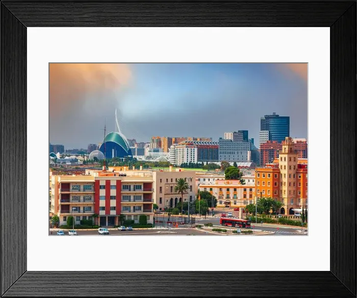 Framed Print : Valencia, Spain downtown city skyline Framed Print : Valencia, Spain downtown city skyline