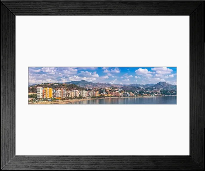 Framed Print : Malaga, Spain resort skyline panorama at Malagueta Beach Framed Print : Malaga, Spain resort skyline panorama at Malagueta Beach