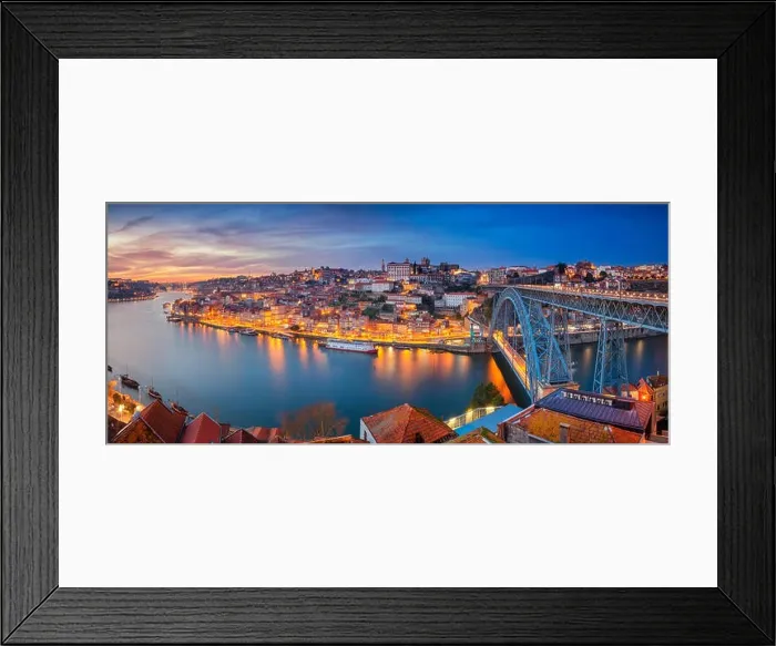 Framed Print : Porto, Portugal. Panoramic cityscape image of Porto, Portugal with the famous Luis I Bridge and the Douro River during dramatic sunset Framed Print : Porto, Portugal. Panoramic cityscape image of Porto, Portugal with the famous Luis I Bridge and the Douro River during dramatic sunset