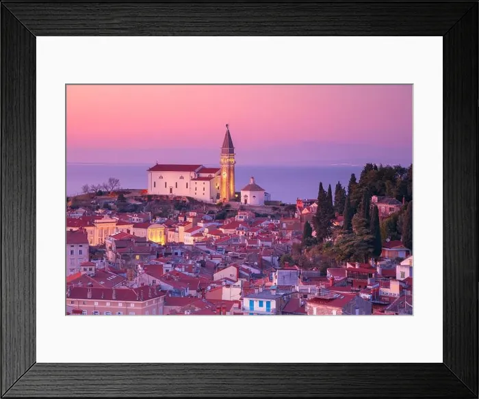 Framed Print : Piran, Slovenia. Aerial cityscape image of beautiful Piran, Slovenia at spring sunset Framed Print : Piran, Slovenia. Aerial cityscape image of beautiful Piran, Slovenia at spring sunset