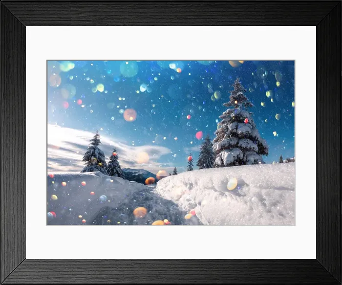 Framed Print : Fantastic winter landscape with snowy trees in high mountains. DOF bokeh light postprocessing effect. Christmas holiday collage Framed Print : Fantastic winter landscape with snowy trees in high mountains. DOF bokeh light postprocessing effect. Christmas holiday collage