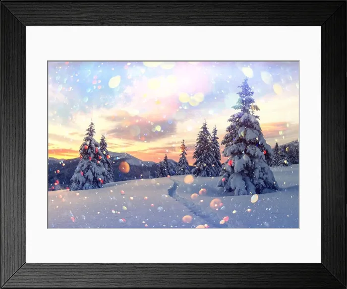Framed Print : Fantastic orange winter landscape in snowy mountains glowing by sunlight. Dramatic wintry scene with snowy trees Framed Print : Fantastic orange winter landscape in snowy mountains glowing by sunlight. Dramatic wintry scene with snowy trees