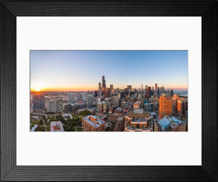 Framed Print : Chicago, Illinois, USA downtown city skyline from above at dusk Framed Print : Chicago, Illinois, USA downtown city skyline from above at dusk