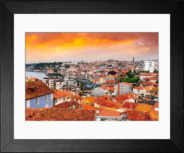 Framed Print : Porto, Portugal old town cityscape and skyline at twilight Framed Print : Porto, Portugal old town cityscape and skyline at twilight