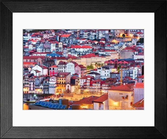 Framed Print : Porto, Portugal old town cityscape and skyline at twilight Framed Print : Porto, Portugal old town cityscape and skyline at twilight