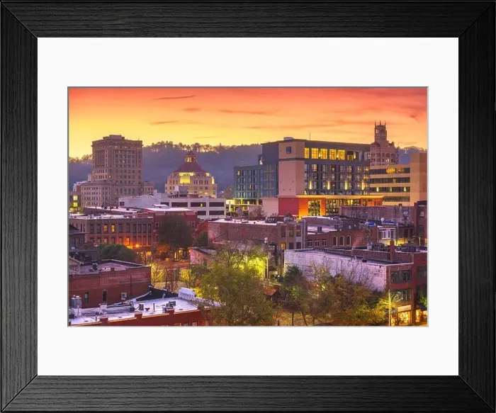 Framed Print : Asheville, North Carolina, USA downtown skyline at dusk Framed Print : Asheville, North Carolina, USA downtown skyline at dusk