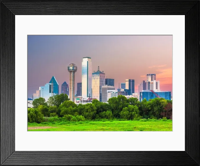 Framed Print : Dallas, Texas, USA downtown city skyline at dusk Framed Print : Dallas, Texas, USA downtown city skyline at dusk