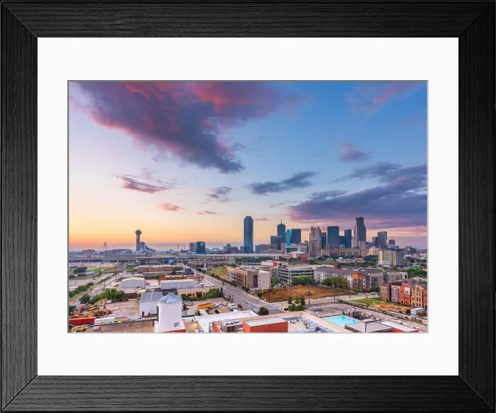 Framed Print : Dallas, Texas, USA downtown city skyline at dusk Framed Print : Dallas, Texas, USA downtown city skyline at dusk