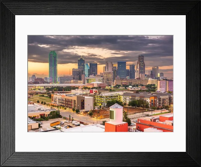 Framed Print : Dallas, Texas, USA downtown city skyline at dusk Framed Print : Dallas, Texas, USA downtown city skyline at dusk