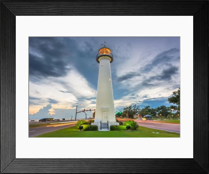 Framed Print : Biloxi, Mississippi USA at Biloxi Lighthouse at dusk Framed Print : Biloxi, Mississippi USA at Biloxi Lighthouse at dusk