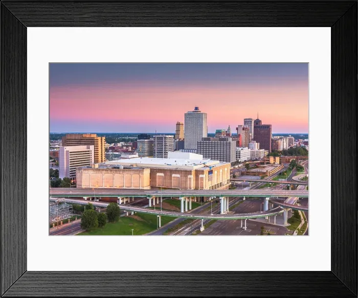 Framed Print : Memphis, Tennessee, USA downtown city skyline over highways at dusk Framed Print : Memphis, Tennessee, USA downtown city skyline over highways at dusk