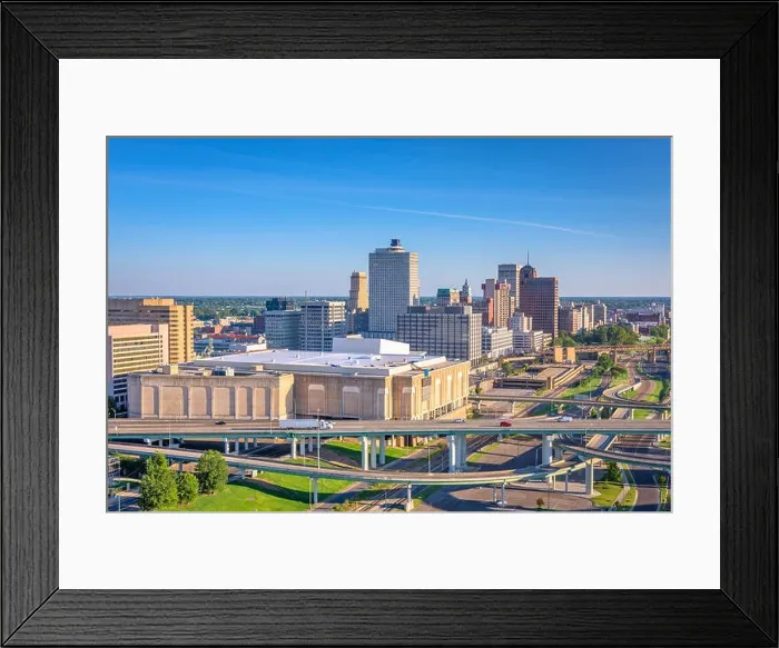 Framed Print : Memphis, Tennessee, USA downtown city skyline over highways at dusk Framed Print : Memphis, Tennessee, USA downtown city skyline over highways at dusk