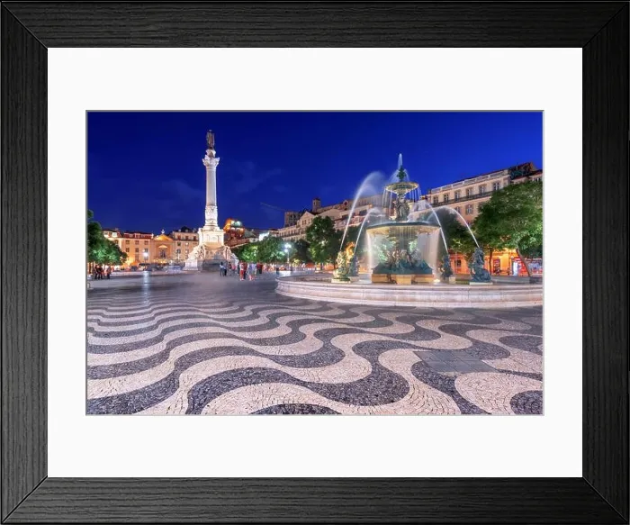 Framed Print : Lisbon, Portugal cityscape at Rossio Square at night Framed Print : Lisbon, Portugal cityscape at Rossio Square at night