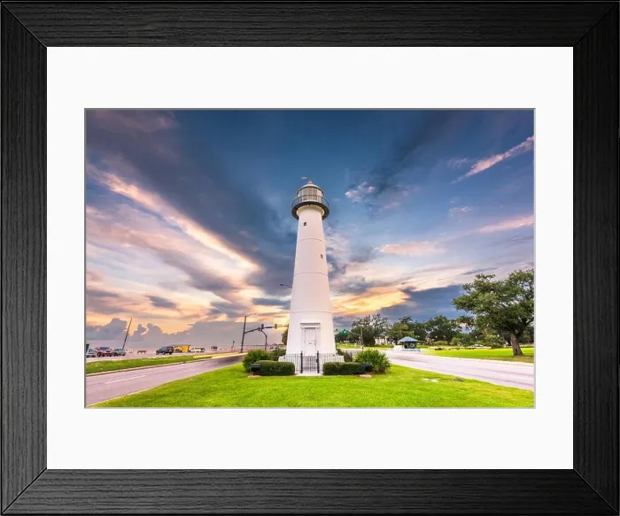 Framed Print : Biloxi, Mississippi USA at Biloxi Lighthouse at dusk Framed Print : Biloxi, Mississippi USA at Biloxi Lighthouse at dusk