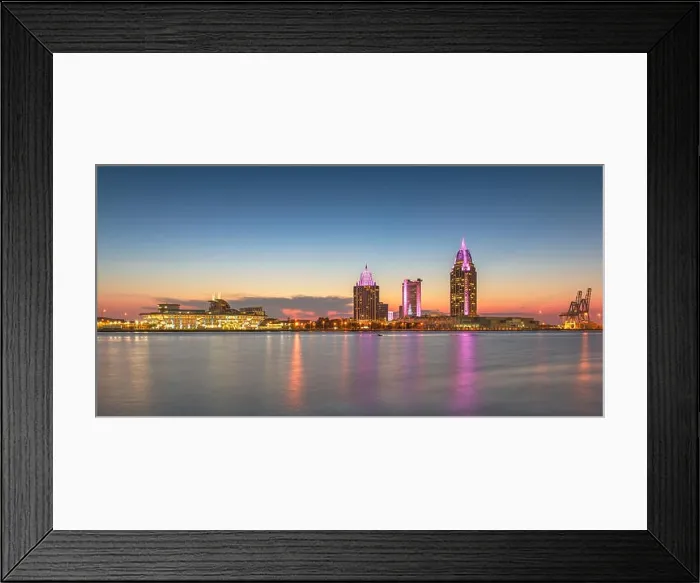 Framed Print : Mobile, Alabama, USA downtown skyline panorama on the river