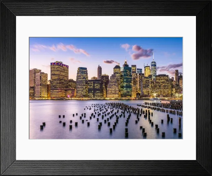 Framed Print : New York City, USA city skyline on the East River at dusk Framed Print : New York City, USA city skyline on the East River at dusk
