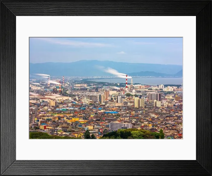 Framed Print : Fuji, Shizuoka, Japan town skyline Framed Print : Fuji, Shizuoka, Japan town skyline