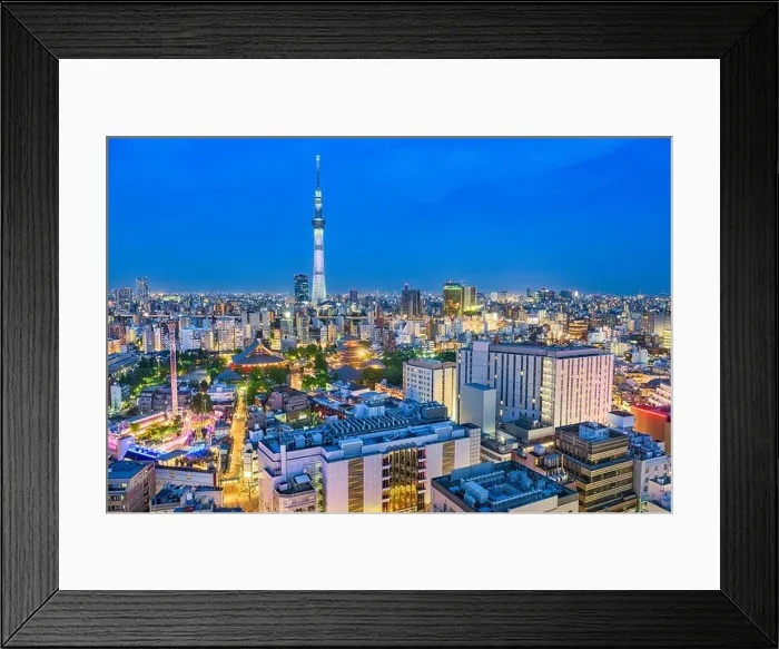 Framed Print : Tokyo, Japan skyline over Taito and Sumida Wards Framed Print : Tokyo, Japan skyline over Taito and Sumida Wards