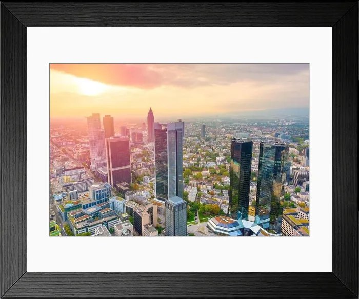 Framed Print : Frankfurt; Germany cityscape from above at dusk Framed Print : Frankfurt; Germany cityscape from above at dusk