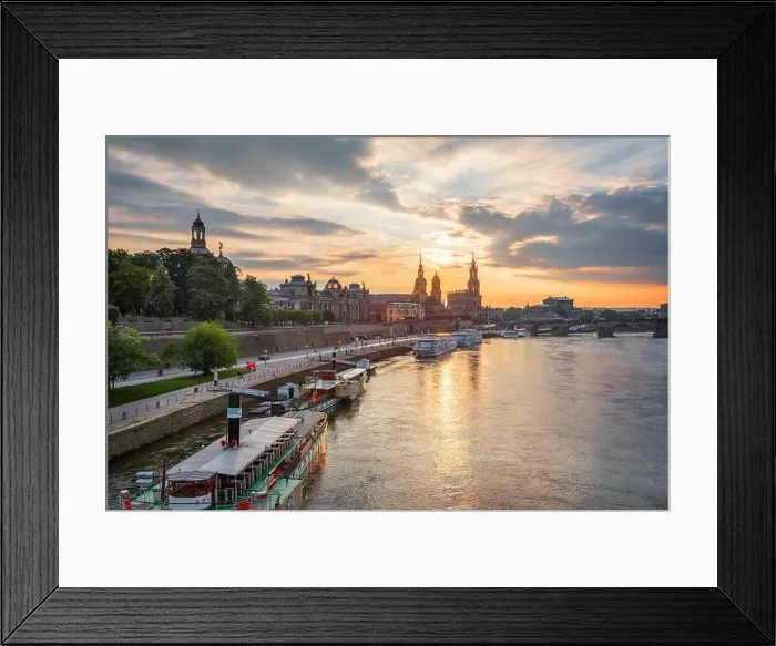 Framed Print : Dresden, Germany on the Elbe River at dusk Framed Print : Dresden, Germany on the Elbe River at dusk