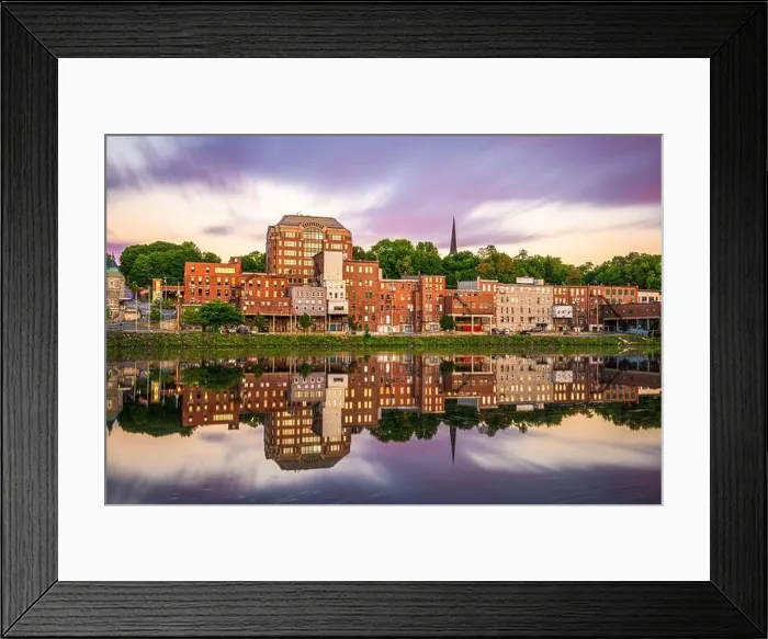 Framed Print : Augusta, Maine, USA downtown skyline on the Kennebec River Framed Print : Augusta, Maine, USA downtown skyline on the Kennebec River