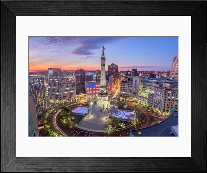 Framed Print : Indianapolis, Indiana, USA skyline over Monument Circle Framed Print : Indianapolis, Indiana, USA skyline over Monument Circle