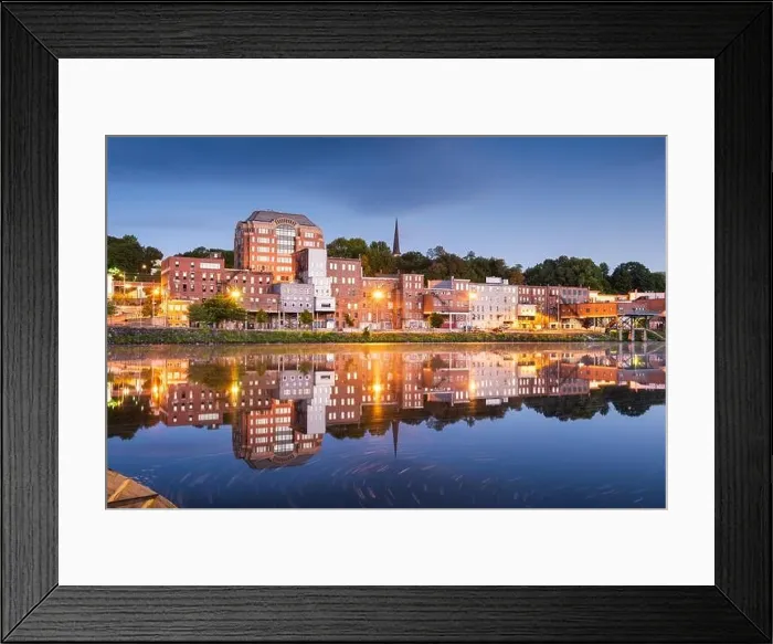 Framed Print : Augusta, Maine, USA downtown skyline on the Kennebec River Framed Print : Augusta, Maine, USA downtown skyline on the Kennebec River