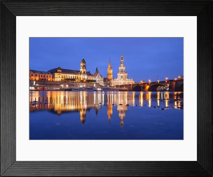 Framed Print : Dresden, Germany on the Elbe River at dusk Framed Print : Dresden, Germany on the Elbe River at dusk