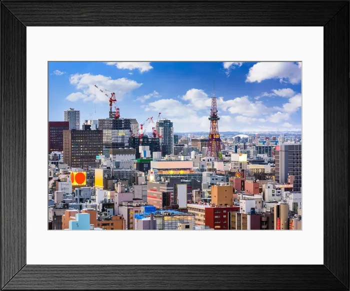 Framed Print : Sapporo, Japan downtown cityscape at dusk Framed Print : Sapporo, Japan downtown cityscape at dusk