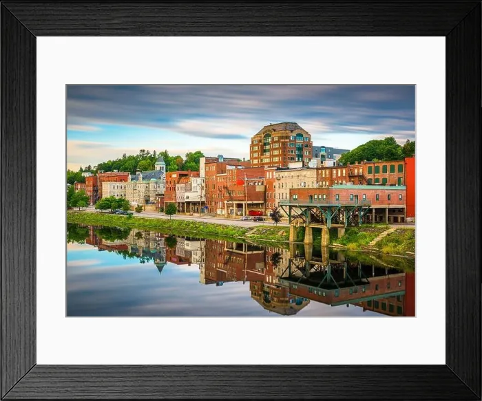 Framed Print : Augusta, Maine, USA skyline on the Kennebec River in the morning Framed Print : Augusta, Maine, USA skyline on the Kennebec River in the morning