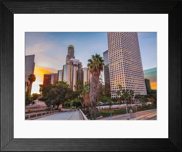 Framed Print : Los Angeles, California, USA downtown skyline and highways at twilight Framed Print : Los Angeles, California, USA downtown skyline and highways at twilight