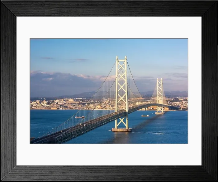 Framed Print : Akashi Kaikyo Bridge spanning the Seto Inland Sea from Kobe, Japan Framed Print : Akashi Kaikyo Bridge spanning the Seto Inland Sea from Kobe, Japan