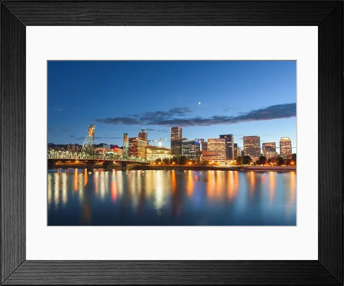 Framed Print : Portland, Oregon, USA skyline at dusk on the Willamette River Framed Print : Portland, Oregon, USA skyline at dusk on the Willamette River