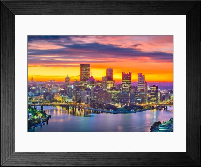 Framed Print : Pittsburgh, Pennsylvania, USA city skyline at dawn over the three rivers Framed Print : Pittsburgh, Pennsylvania, USA city skyline at dawn over the three rivers
