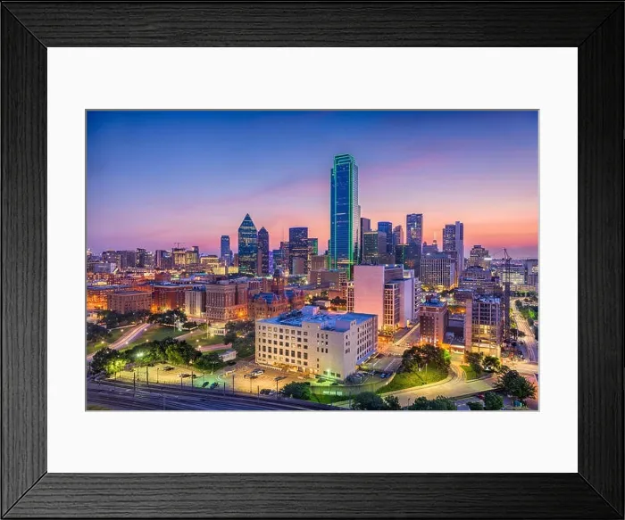 Framed Print : Dallas, Texas, USA city skyline Framed Print : Dallas, Texas, USA city skyline