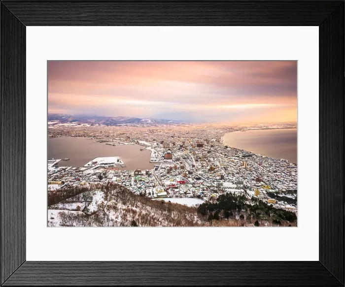 Framed Print : Hakodate, Hokkaido, Japan dawn skyline in winter Framed Print : Hakodate, Hokkaido, Japan dawn skyline in winter