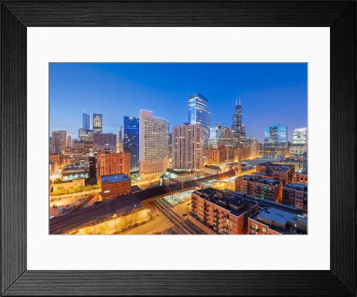 Framed Print : Chicago, Illinois, USA downtown cityscape at dusk Framed Print : Chicago, Illinois, USA downtown cityscape at dusk