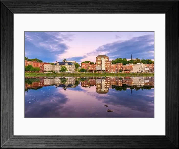 Framed Print : Augusta, Maine, USA skyline on the Kennebec River at twilight Framed Print : Augusta, Maine, USA skyline on the Kennebec River at twilight