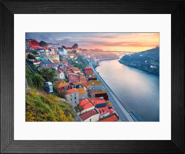 Framed Print : Porto, Portugal. Cityscape image of Porto, Portugal with Douro River during sunrise Framed Print : Porto, Portugal. Cityscape image of Porto, Portugal with Douro River during sunrise