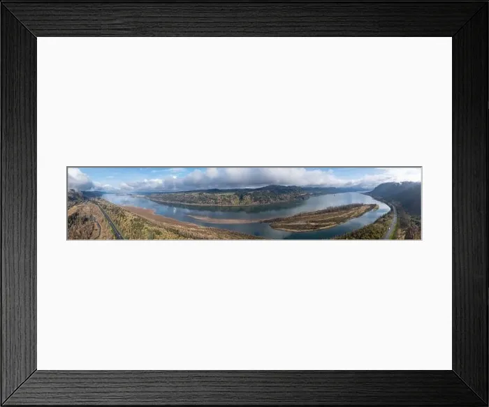 Framed Print : Clouds drift over the Columbia River which runs between Oregon and Washington. The scenic Columbia River Gorge runs for over 80 miles Framed Print : Clouds drift over the Columbia River which runs between Oregon and Washington. The scenic Columbia River Gorge runs for over 80 miles