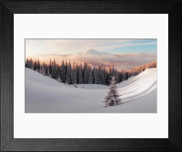 Framed Print : Dramatic wintry scene with snowy trees Framed Print : Dramatic wintry scene with snowy trees