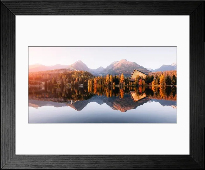 Framed Print : Panorama of mountain lake Strbske pleso (Strbske lake) in autumn time. High Tatras national park, Slovakia. Landscape photography Framed Print : Panorama of mountain lake Strbske pleso (Strbske lake) in autumn time. High Tatras national park, Slovakia. Landscape photography