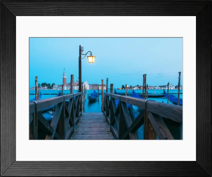 Framed Print : Colorful landscape with wooden pier Framed Print : Colorful landscape with wooden pier