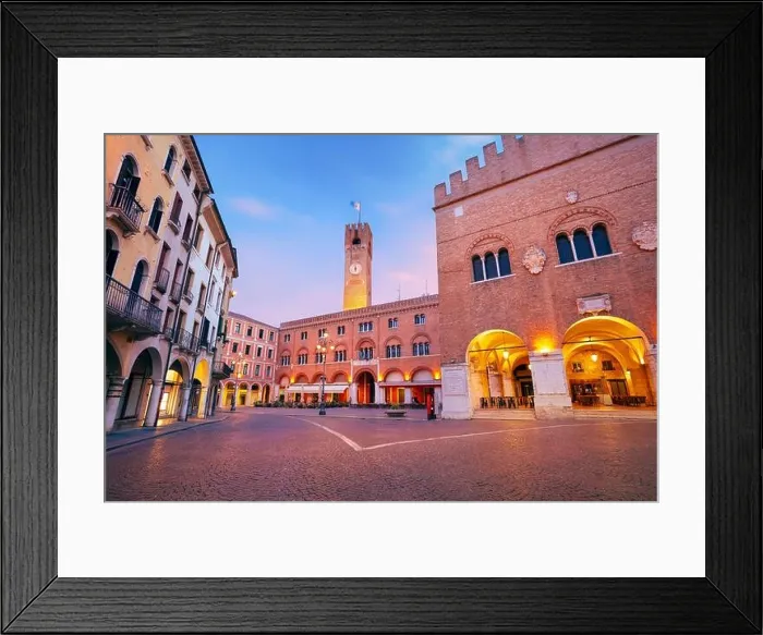 Framed Print : Treviso, Italy. Cityscape image of historical center of Treviso, Italy with old square at sunrise Framed Print : Treviso, Italy. Cityscape image of historical center of Treviso, Italy with old square at sunrise