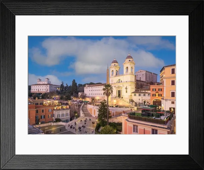 Framed Print : Rome, Italy at the Spanish steps from above at dusk Framed Print : Rome, Italy at the Spanish steps from above at dusk