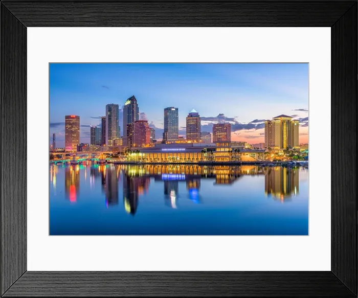 Framed Print : Tampa, Florida, USA downtown skyline on the bay Framed Print : Tampa, Florida, USA downtown skyline on the bay