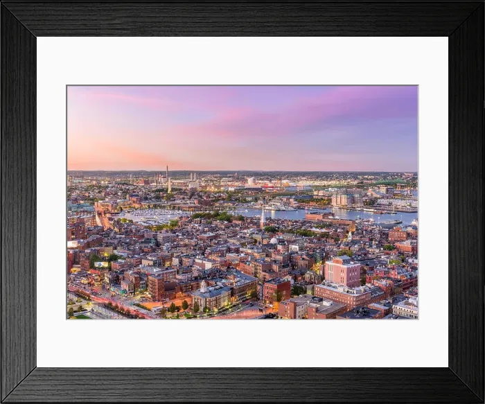 Framed Print : Boston, Massachusetts, USA cityscape over North End Framed Print : Boston, Massachusetts, USA cityscape over North End