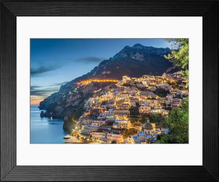 Framed Print : Positano, Italy along the Amalfi Coast at dusk Framed Print : Positano, Italy along the Amalfi Coast at dusk