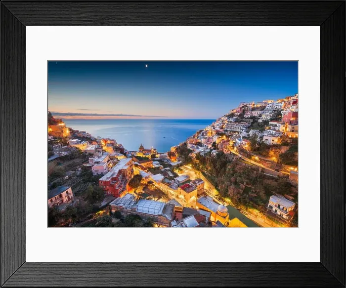 Framed Print : Positano, Italy along the Amalfi Coast at dusk Framed Print : Positano, Italy along the Amalfi Coast at dusk
